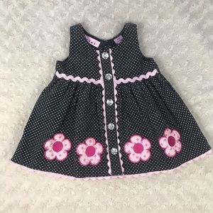Sweet Corduroy Jumper Dress Polka Dots Flowers